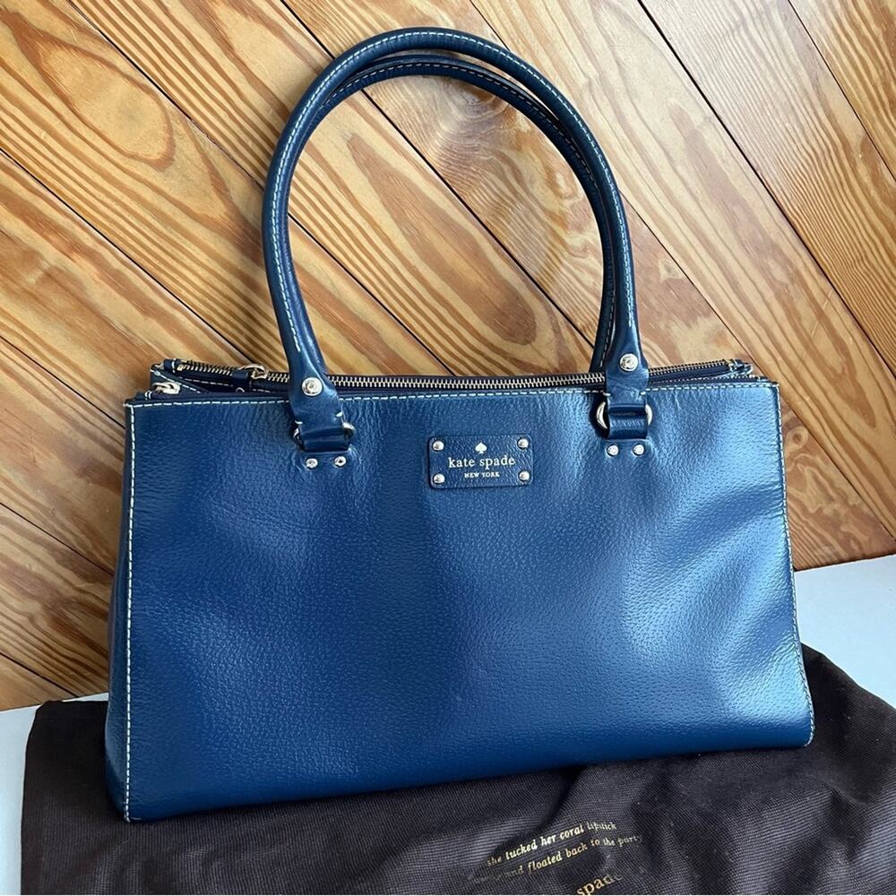 Kate Spade Blue Leather Wellesley Quinn Tote Bag - Picture 2 of 8